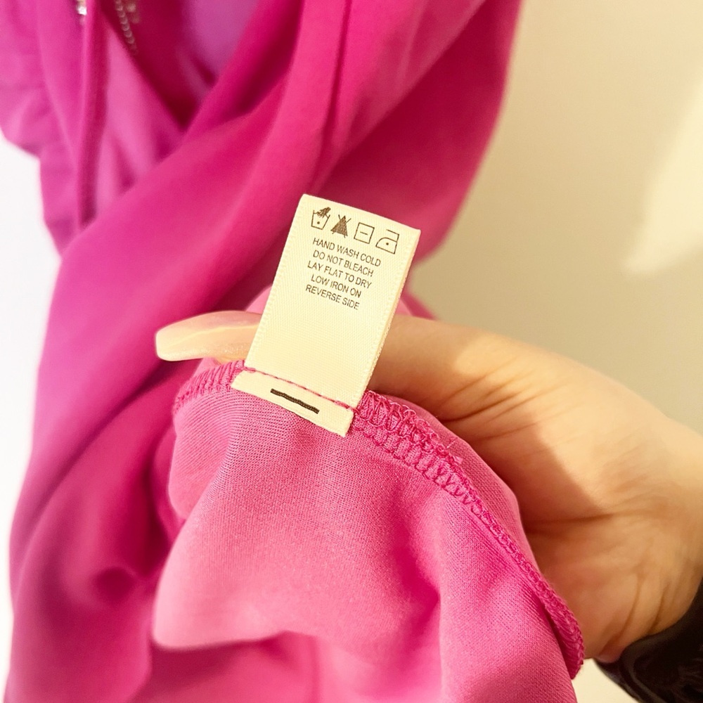Sincerely Jules hot pink glitter fringe open back high neck mini dress - Picture 11 of 13